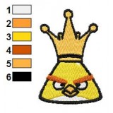Yellow Angry Bird with Crown Embroidery Design